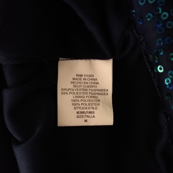 Love Reign Sequined Metallic Blue Tank Strap Lined Bodycon Mini Dress, Medium - Picture 6 of 13